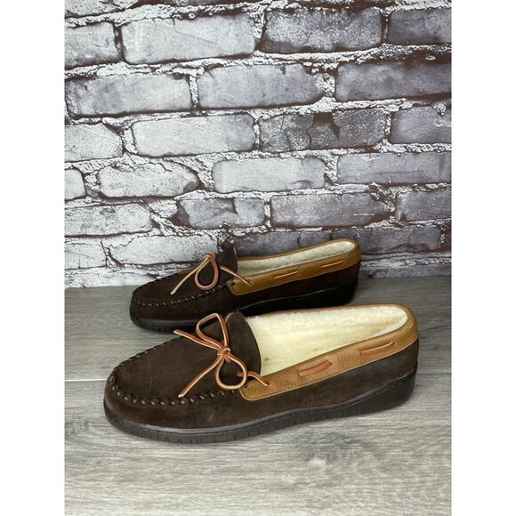 Cabela's Brown Suede Leather Slippers Moccasins Slip On Mens Size 10M US/43EU - Picture 9 of 16